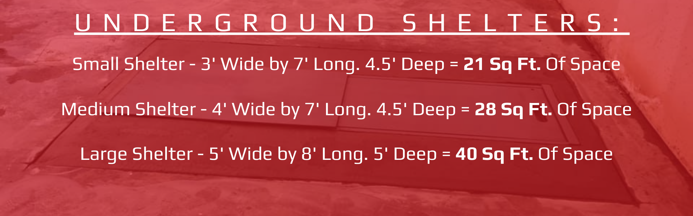 underground storm shelter size chart